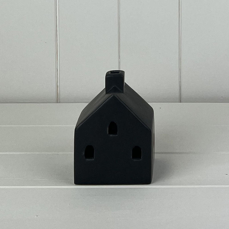 Small Black Ceramic House Ornament with LED detail page